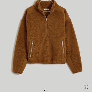 Madewell Tan Sherpa Zip-Up